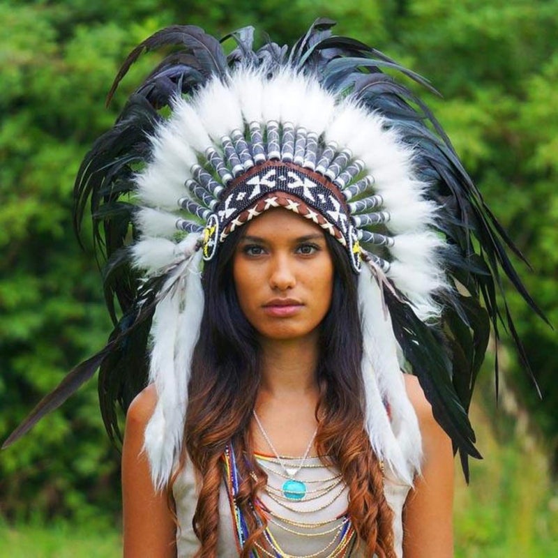 Novum Crafts Feather Headdress | Native American Indian Inspired | Black - Image 4